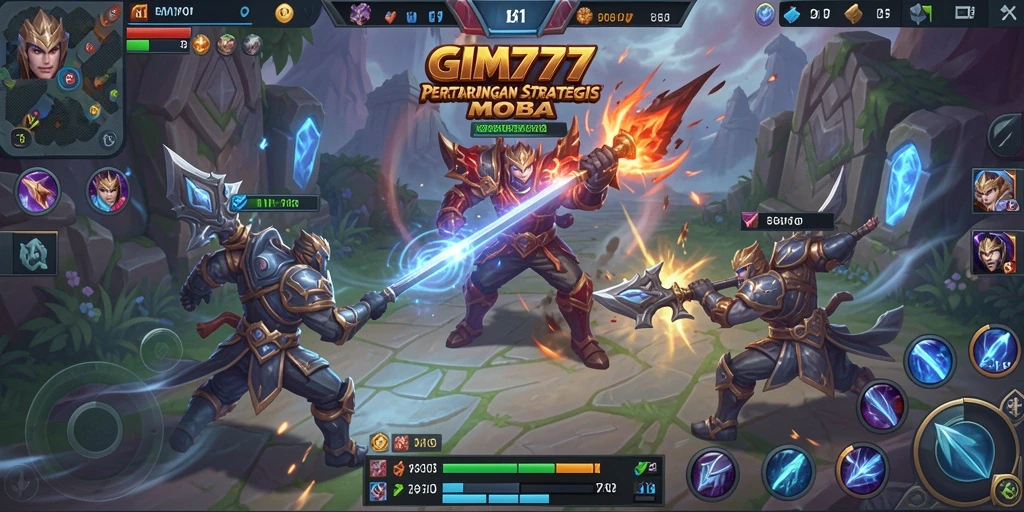 Gameplay mendebarkan dalam arena pertempuran MOBA.