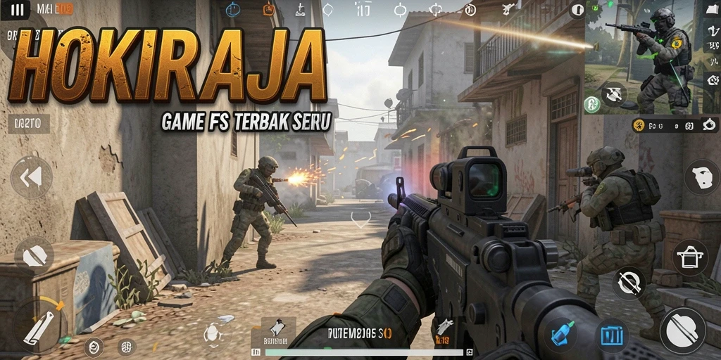 Gambaran gameplay HOKIRAJA yang mendebarkan dengan aksi tembak-menembak intens.