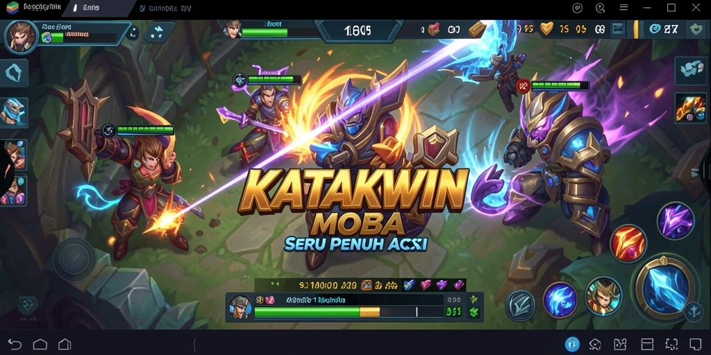 Screenshot gameplay KATAKWIN dengan karakter yang sedang bertarung.