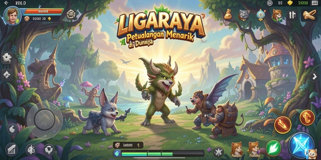 Tampilan gameplay LIGARAYA yang penuh warna dan menantang.