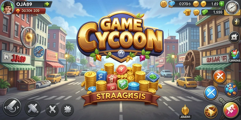 Tampilan gameplay menarik OJA89 dalam pengelolaan bisnis.