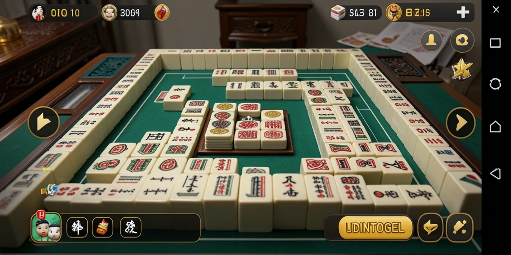 Tampilan gameplay UDINTOGEL dengan ubin Mahjong yang menarik.